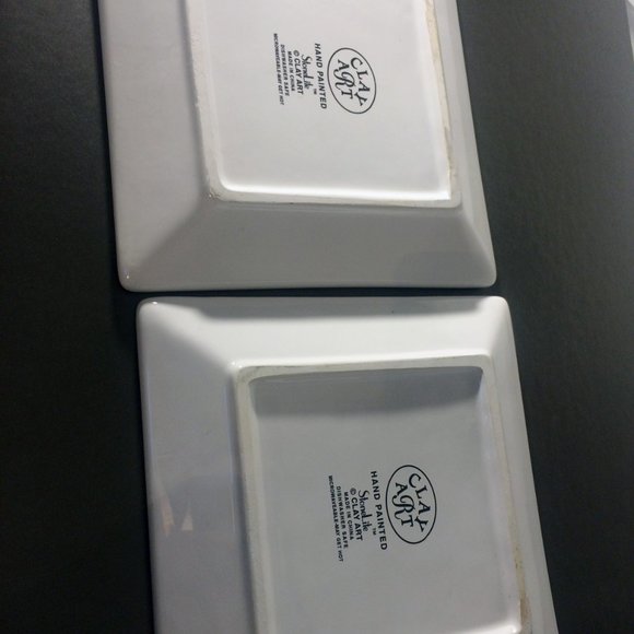 Set of handmade Clay dessert dishes Vintage by Clay Art Stone Lite - Picture 3 of 7